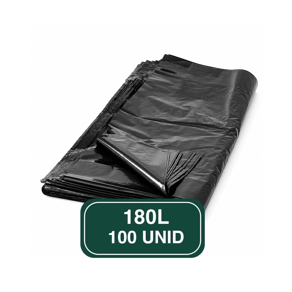 BOLSAS NEGRAS 180L C/ PLIEGUE (TACHOS REY 150L) (100 UND)