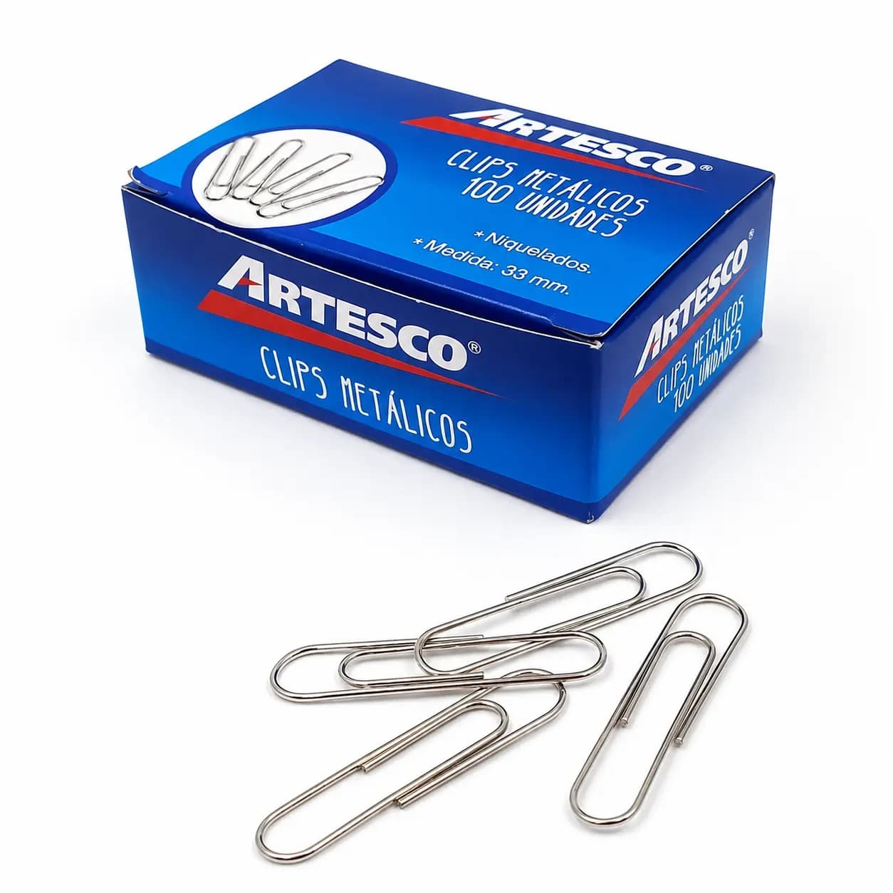 CAJA DE CLIPS METALICOS ARTESCO 33MM (100 UND)