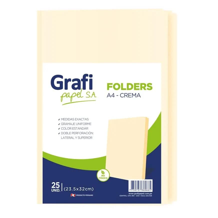 FOLDER MANILA A-4 GRAFIPAPEL (PQT X 25 UNID)