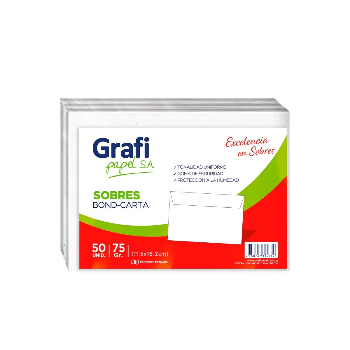SOBRE DE CARTA BLANCO GRAFIPAPEL PQT X 50 UNID