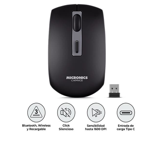 MOUSE INALAMBRICO MICRONICS CAPRICE MIC M713-3M RECARGABLE